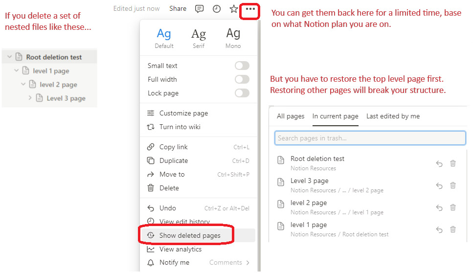 Restoring Notion from Trash